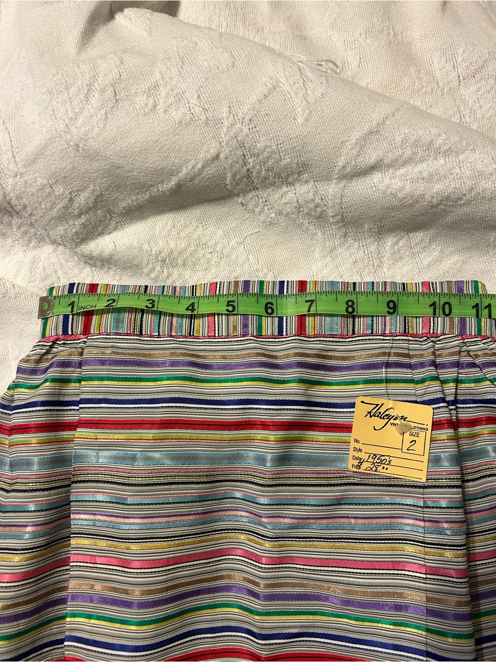 Homemade 1950s Multi-Color Striped Maxi Skirt Size 2 Re-Hemmed New Zipper Handle - Picture 8 of 9